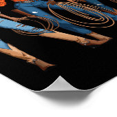 黒アフリカ系アメリカ人女性のカーボーイウエスタンカントリーロッド ポスター (角)