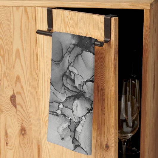 黒アルコールインク キッチンタオル (三つ折り)