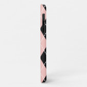 黒アーガイル色、灰色およびピンクのモノグラム Case-Mate iPhoneケース (裏面/左)