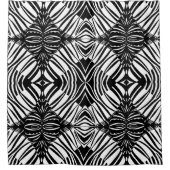 黒アートと白の部族模様 シャワーカーテン (正面)