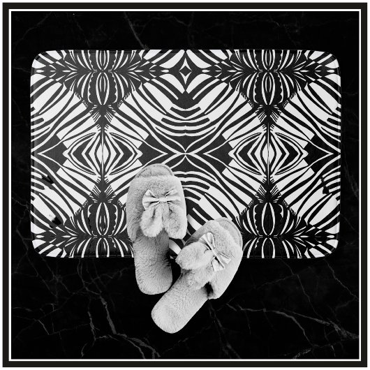 黒アート色と白の幾何学模様 バスマット