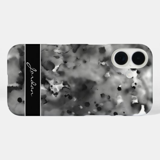 黒アート色の絵を描(ばちゃばちゃ)跳ねる(名前あり) Case-Mate iPhoneケース (裏面 (横))