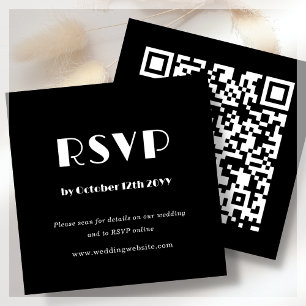 黒アールデコ   QRコード  ウェディングRSVP エンクロージャーカード