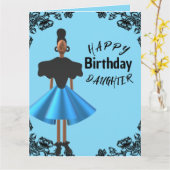 黒ア縁どフリカの娘誕生日 カード (黄色い花)