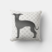 黒イタリアングレイハウンドかわいい肉足の漫画の犬 クッション (正面)