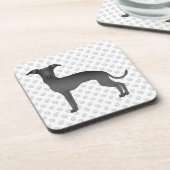 黒イタリアングレイハウンドかわいい肉足の漫画の犬 コースター (左側)