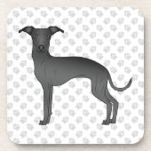 黒イタリアングレイハウンドかわいい肉足の漫画の犬 コースター (正面)