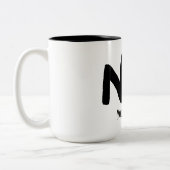 黒インクで書かれた"No"と面白いメッセージ ツートーンマグカップ (左)