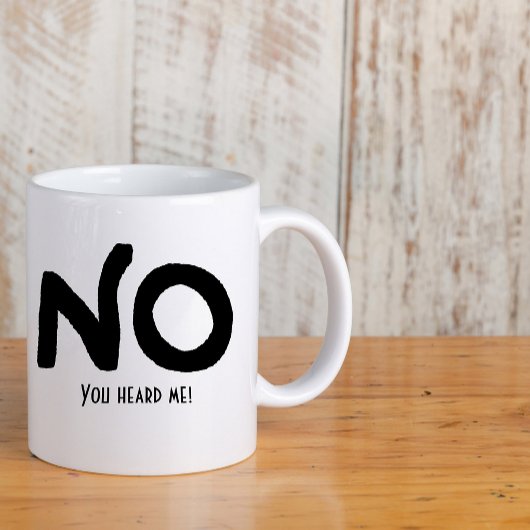 黒インクで書かれた"No"と面白いメッセージ ツートーンマグカップ