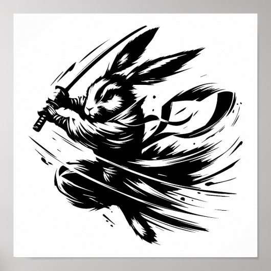 黒インクのサムライうさぎ戦士 ポスター (正面)