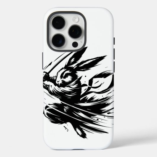 黒インクのサムライウサギ戦士 Case-Mate iPhoneケース (裏面)