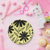 黒インクのデイジー 黄色 ボヘミア ブライダルシャワー ペーパープレート (パーティー)