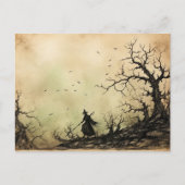 黒インクの魔女ヴィンテージはがき ポストカード (正面)