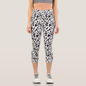 黒インクブ絵を描ラシ線パターン カプリレギンス (正面)