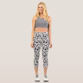 黒インクブ絵を描ラシ線パターン カプリレギンス (正面)