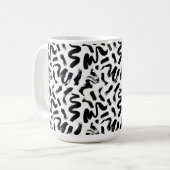 黒インクブ絵を描ラシ線パターン コーヒーマグカップ (正面左)