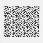 黒インクブ絵を描ラシ線パターン フリースブランケット (正面(横))