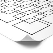 黒インターロッキングスクウェア幾何プリント ポスター (角)