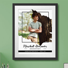 黒エギー抽象芸術破れた写真卒業 ポスター