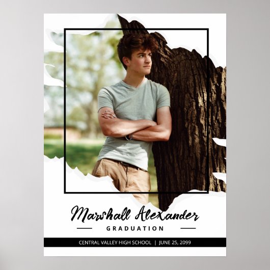 黒エギー抽象芸術破れた写真卒業 ポスター (正面)