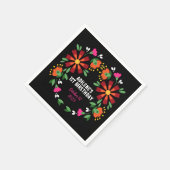 黒エスニックフラワーフェスタメキシコ刺繍 スタンダードカクテルナプキン (角)