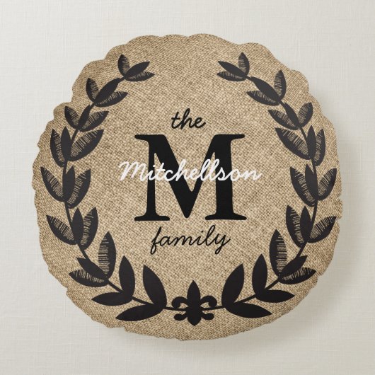 黒エッ素朴クフルーアデリス・ローレル ラウンドクッション (正面)