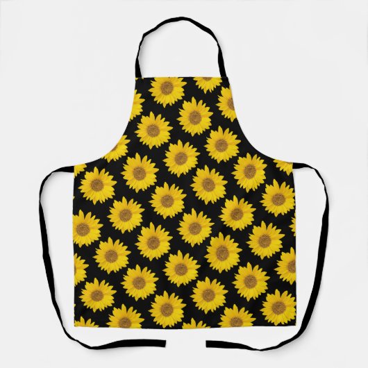 黒エプロンの黄色のひまわり エプロン (正面)