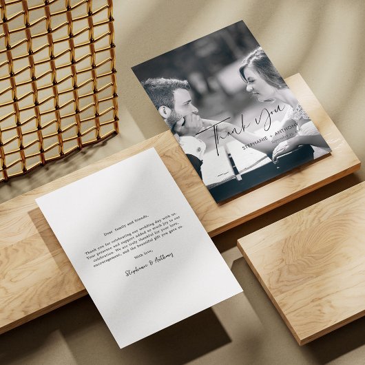 黒エレガントいキュラシッ結婚トのサンキューカード サンキューカード