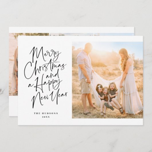 黒エレガントいクリスマス書道の台本校 シーズンカード (正面/裏面)