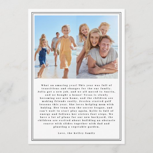 黒エレガントいシンプル枠3写真クリスマス シーズンカード (裏面)