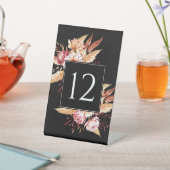 黒エレガントいボホフローラの結婚テーブル番号 台座サイン (インサイチュ)