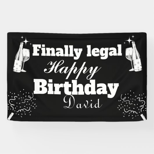 黒エレガントい最終的に法的な21st誕生日バナー 横断幕 (横)