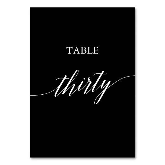 黒エレガントい表の30番目の白 テーブルナンバー (裏面)