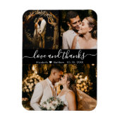 黒エレガントい3枚の写真結婚の感謝のマグネット マグネット (縦)