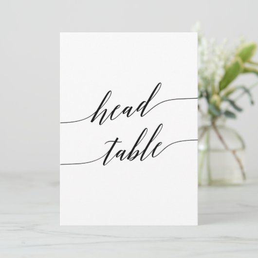 黒エレガントい5x7印刷可能なヘッドテーブル番号 招待状 (スタンド正面)