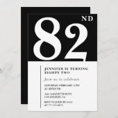 黒エレガントい82歳の誕生日の招待状 招待状 (正面/裏面)