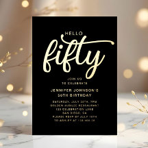 黒エレガントいHello Fifty 50th誕生日金ゴールド