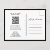 黒エレガントいQRコードが一つモダン結婚で インビテーションポストカード (裏面)