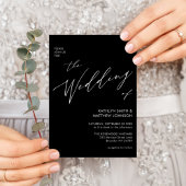 黒エレガントいQRコードが一つモダン結婚で インビテーションポストカード
