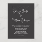 黒エレガントいQRコードが一つモダン結婚で インビテーションポストカード (正面)