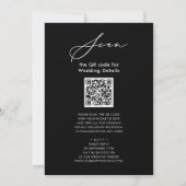 黒エレガントいQRコードが一つモダン結婚で 招待状 (裏面)