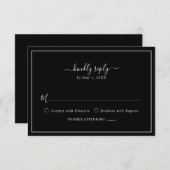 黒エレガントいRSVPカード 出欠カード (正面/裏面)