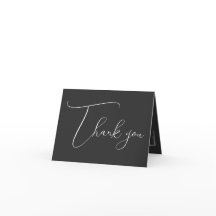 黒エレガントお洒落結婚サンキューカード