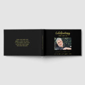 黒エレガントお祝いの写真追悼碑 ゲストブック (全面)