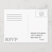 黒エレガントかわいらし白ローズプリント インビテーションポストカード (裏面)