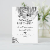 黒エレガントかわいらし白ローズプリント 招待状 (スタンド正面)