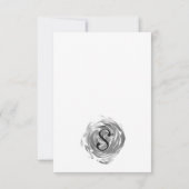 黒エレガントかわいらし白ローズプリント 招待状 (裏面)