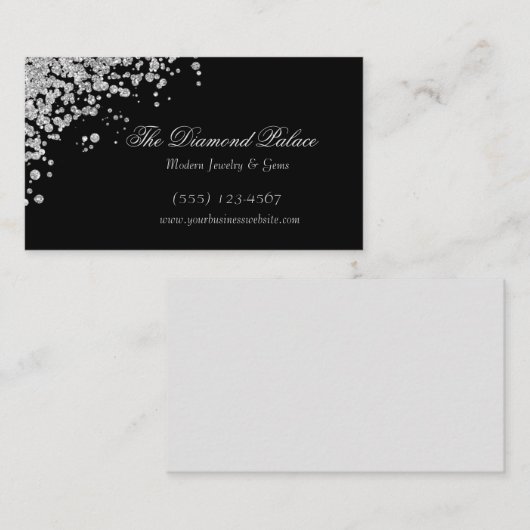 黒エレガントく散乱したダイヤモンド宝石 名刺 (正面/裏面)