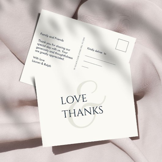 黒エレガントとアイボリーの非写真ありがとう ポストカード