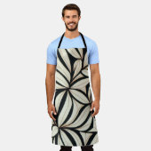 黒エレガントとクリームのフローラエプロン エプロン (着用した状態)